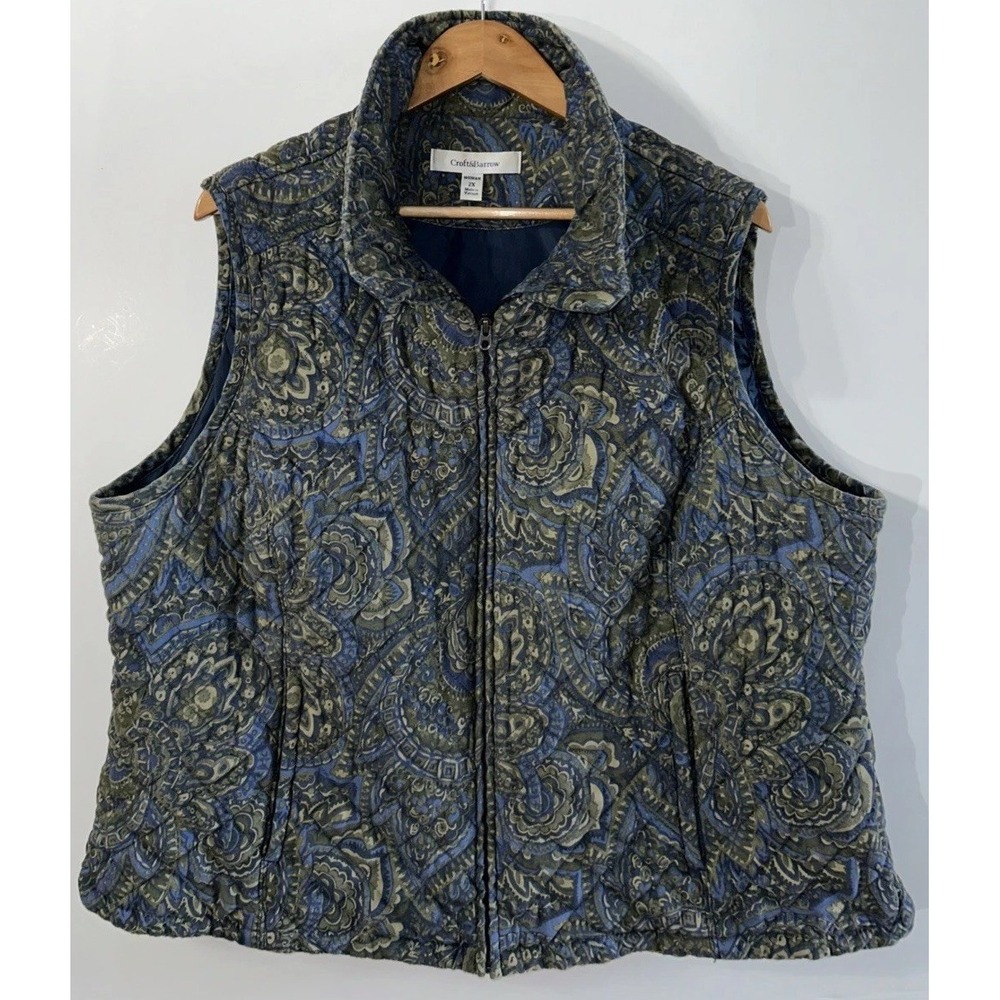 Women's Croft & Barrow Quilted Paisley Lined Vest Size 2X